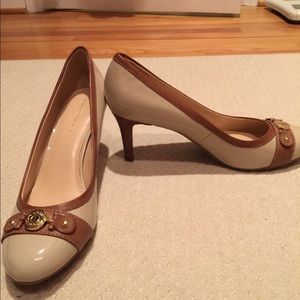 Tommy Hilfiger beige and gold heels